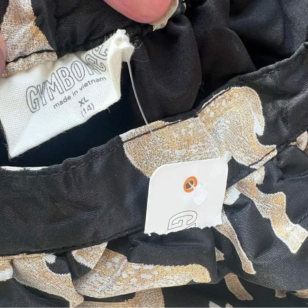 NWT Gymboree Girls Metallic Jacquard Deer Skirt Black Gold Holiday Girls XL 14